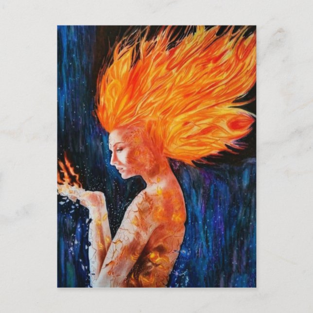 Postal mujeres que se sienten quemando arte poster (Anverso)