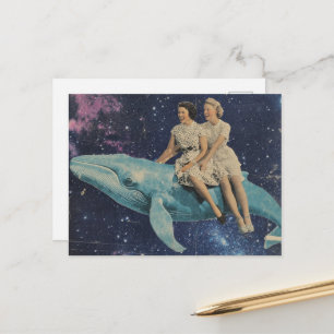 Postal Mujeres Retro Surrealistas Caban un Ballena