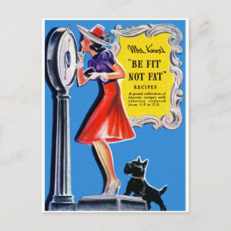 Postal Mujeres Retro Vintage Kitsch Be Fit, Not Fat Book