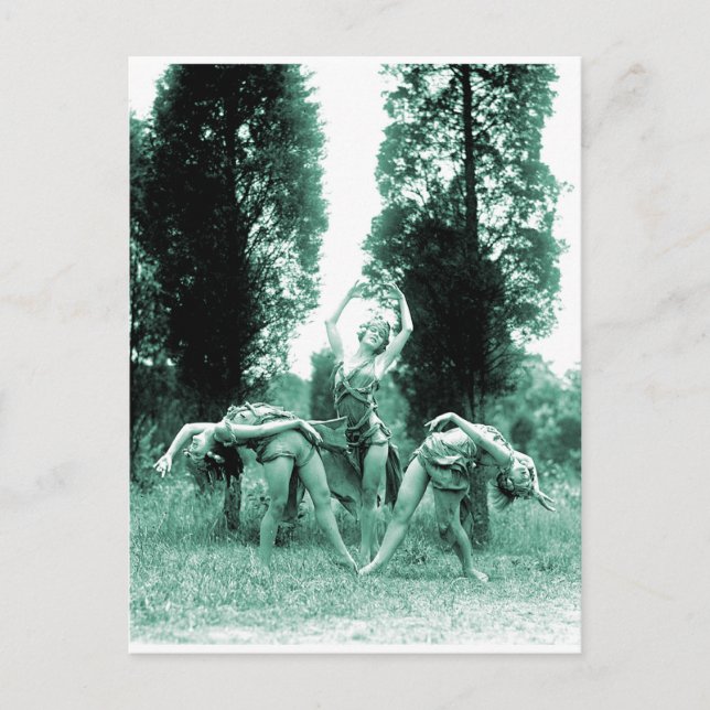 Postal Mujeres salvajes de danza retro vintage (Anverso)