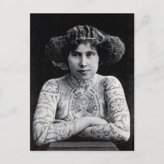 Postal Mujeres tatuadas Foto vintage en blanco y negro Po