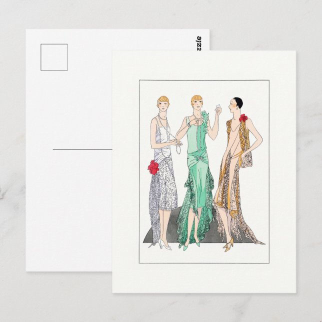 Postal Mujeres ventileras en indumentaria nocturna en 193 (Anverso / Reverso)