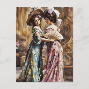 Postal mujeres victorianas que llevan sombreros arte pint