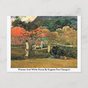Postal Mujeres Y Caballo Blanco Por Eugene Paul Gauguin