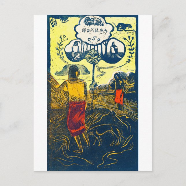 Postal Mujeres y perros tahitianos, Gauguin (Anverso)