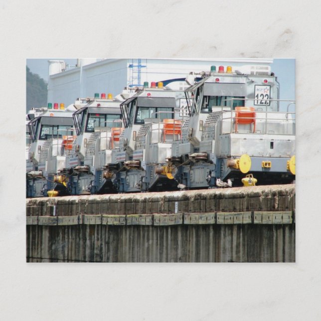 Postal "Mulas" eléctricas, Pedro Miguel Locks, Canal de P (Anverso)