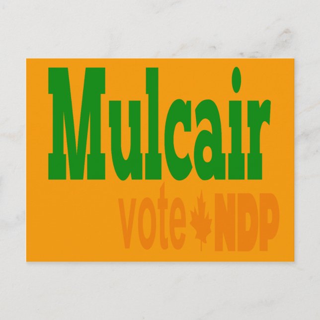 Postal Mulcair Votar NDP (Anverso)
