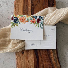 Postal Multicolor Elegante Floral Gracias Postcard