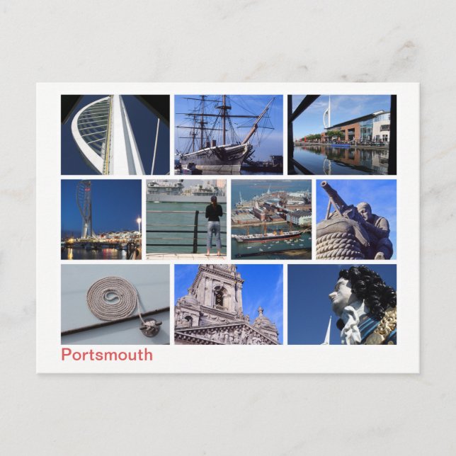 Postal Multiimagen de Portsmouth (Anverso)