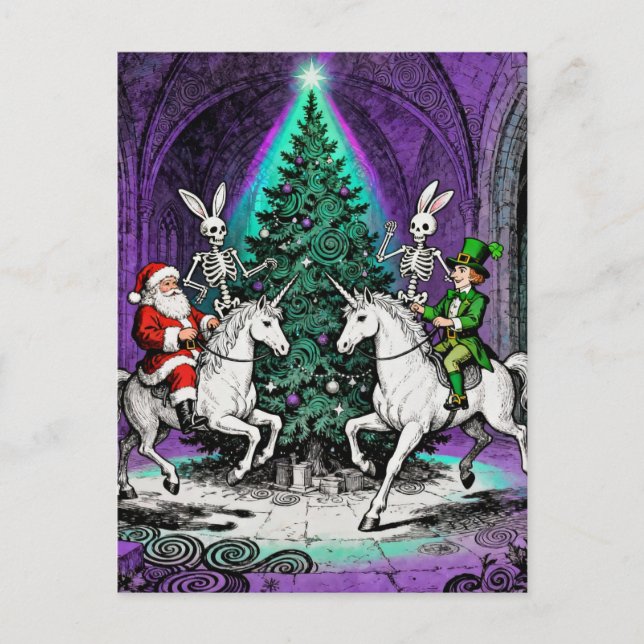 Postal Multiple Holidays Spooky Party with Unicorns (Anverso)