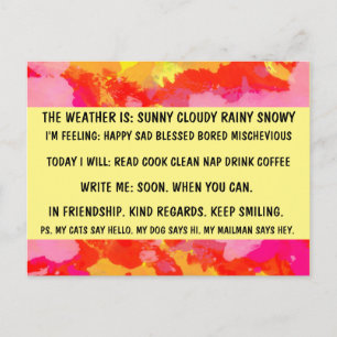 Postal MÚLTIPLE OPCIÓN Funny perezoso persona retro POSTC