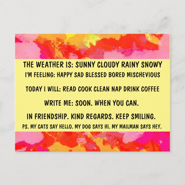 Postal MÚLTIPLE OPCIÓN Funny perezoso persona retro POSTC (Anverso)