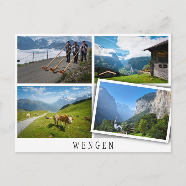 Postal Múltiples paisajes en Wengen (Anverso)
