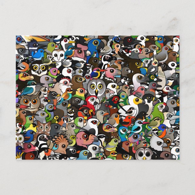 Postal Multitud Birdorable (Anverso)