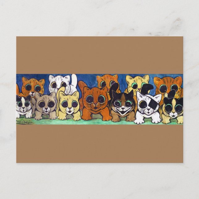Postal Multitud de gatos, Louis Wain (Anverso)