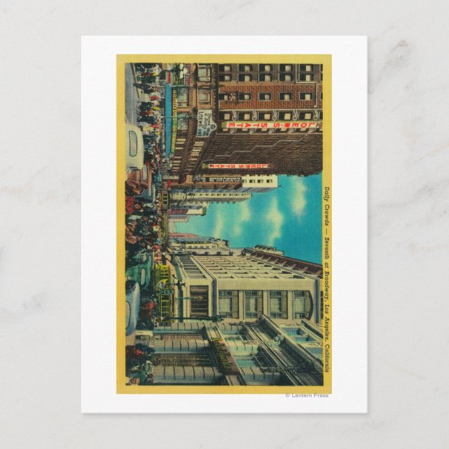 Postal Multitud diaria en Séptimo y Broadway (Anverso)