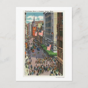 Postal Multitud en verano en Washington Street