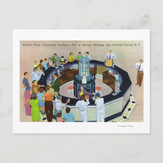 Postal Multitud reuniéndose en las fuentes en el Salón de (Anverso)