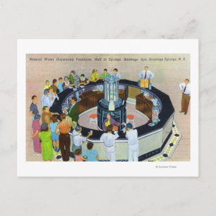 Postal Multitud reuniéndose en las fuentes en el Salón de