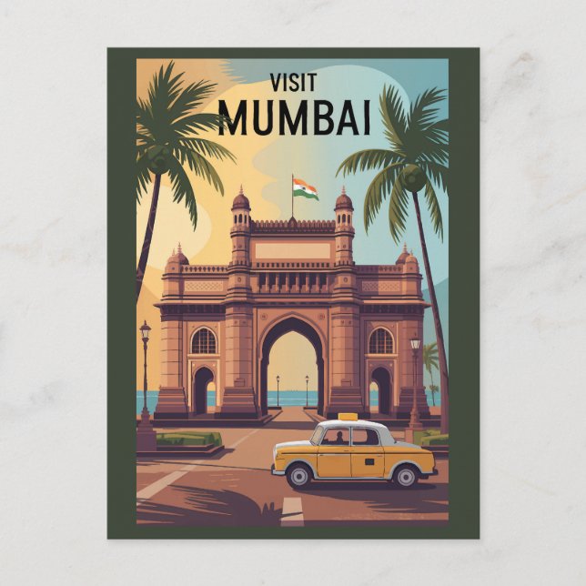 Postal Mumbai India Gateway of India Ilustracion Travel (Anverso)