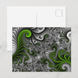 Postal Mundo de fantasía verde y gris arte abstracto frac