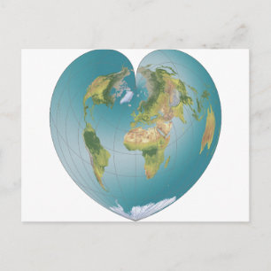 Postal Mundo en forma de corazón