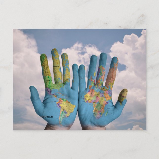 Postal "Mundo en sus manos" (Anverso)