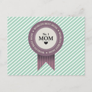 POSTAL MUNDO MEJOR PURPLE DE BADGE MOM