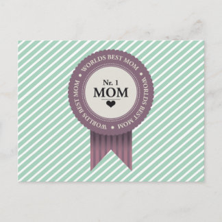 POSTAL MUNDO MEJOR PURPLE DE BADGE MOM