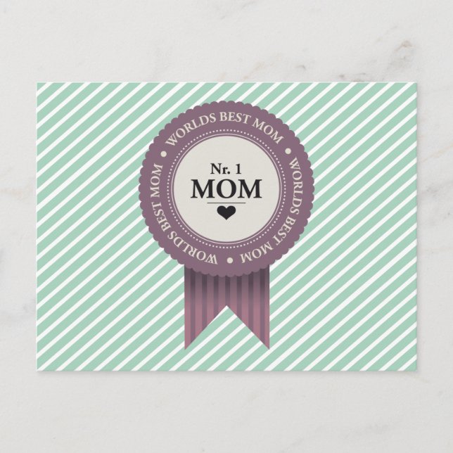 POSTAL MUNDO MEJOR PURPLE DE BADGE MOM (Anverso)
