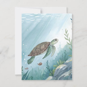Postal Mundo submarino con tortuga