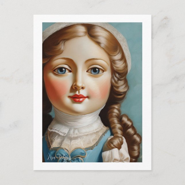 Postal Muñeca de arte estilo vintage (Anverso)