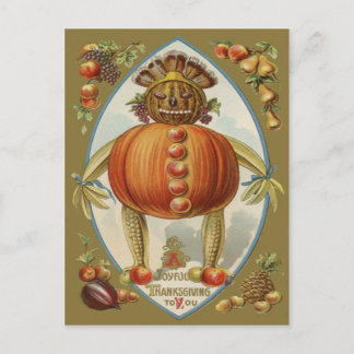 Postal Muñeca de cosecha Calabaza Manzana Pera Maíz Uva