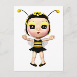 Postal Muñeca de hadas Cute Lady Bumblebee 2