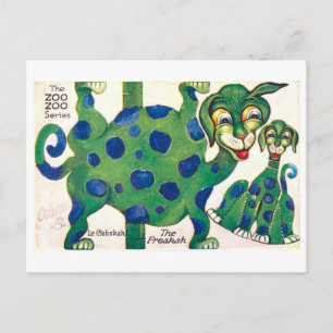 Postal Muñeca de papel de animal vintage--Freakah