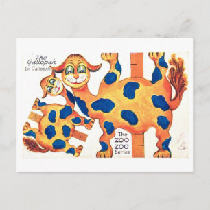 Postal Muñeca de papel de animal vintage--Gallopah