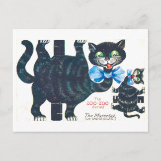 Postal Muñeca de papel de animal vintage--Mascotah