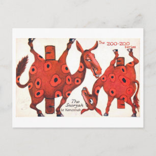 Postal Muñeca de papel de animal vintage--Snorzah