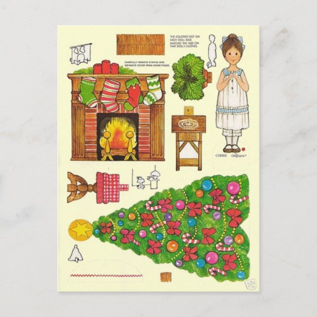 Postal Muñeca de papel de Navidad 🤶 Juguete vintage de N (Anverso)