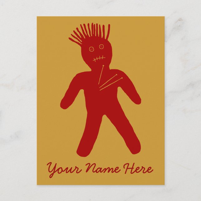 Postal Muñeca de Voodoo Rojo en Sangre (Anverso)