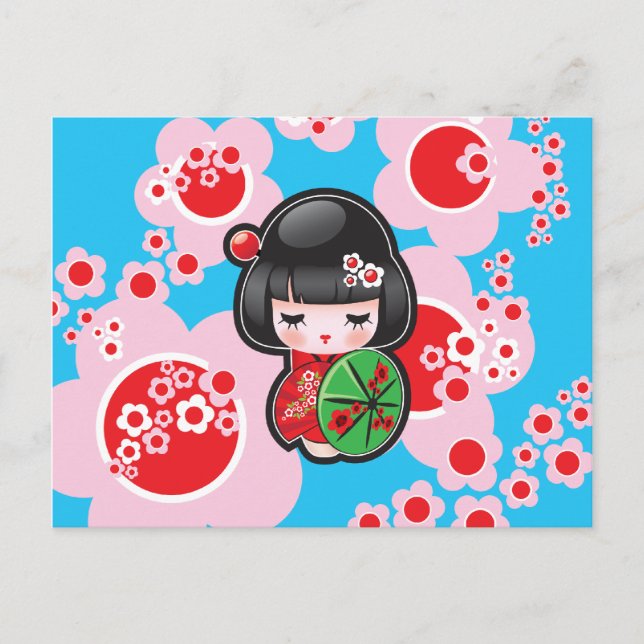 Postal Muñeca japonesa kawaii (Anverso)