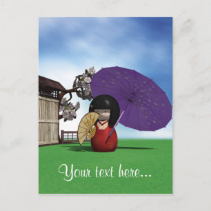 Postal Muñeca Kokeshi