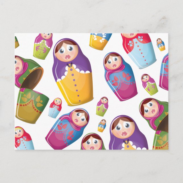 Postal Muñeca Matryoshka - Patrón de muñecas rusas anidad (Anverso)