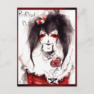 Postal Muñeca Roja Muerta