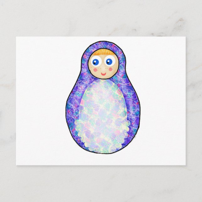 Postal Muñeca rusa morada (Anverso)