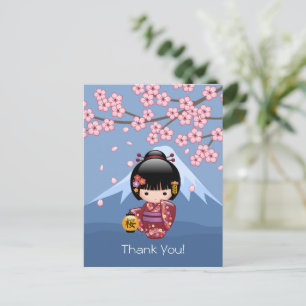 Postal Muñeca Sakura Kokeshi - Geisha Linda Gracias