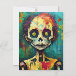 Postal Muñeca Zombie con ojos amarillos