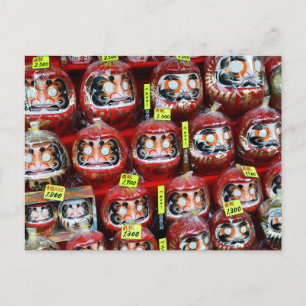 Postal Muñecas Daruma de la Suerte de Japón