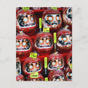 Postal Muñecas Daruma de la Suerte de Japón
