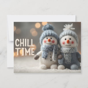 Postal Muñecas de muñecas de Snowman con Gorras de Knit